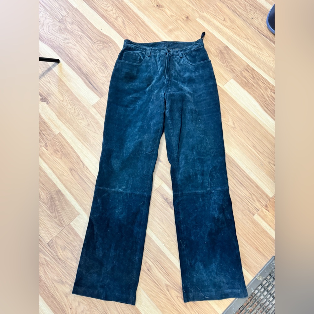 Vintage Black Suede Leather Pants